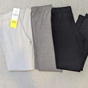 VIGOSS Comfy Leggings Gray, Black, Pearl Gray, size S (7/8) - set of 3 NWT
